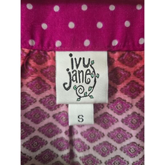 Ivy Jane Boho Floral Bell Sleeve Tunic Top Size S Purple Pink Embroidered Rayon - Picture 4 of 8